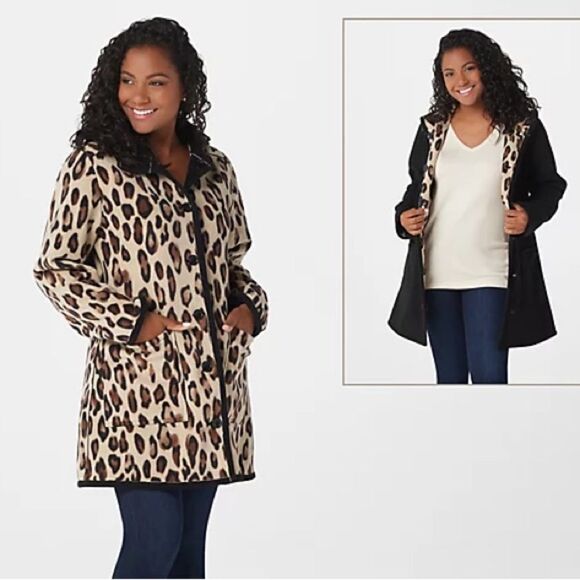 Susan Graver Weekend Reversible Sherpa & Polar Fleece Coat - Picture 1 of 7